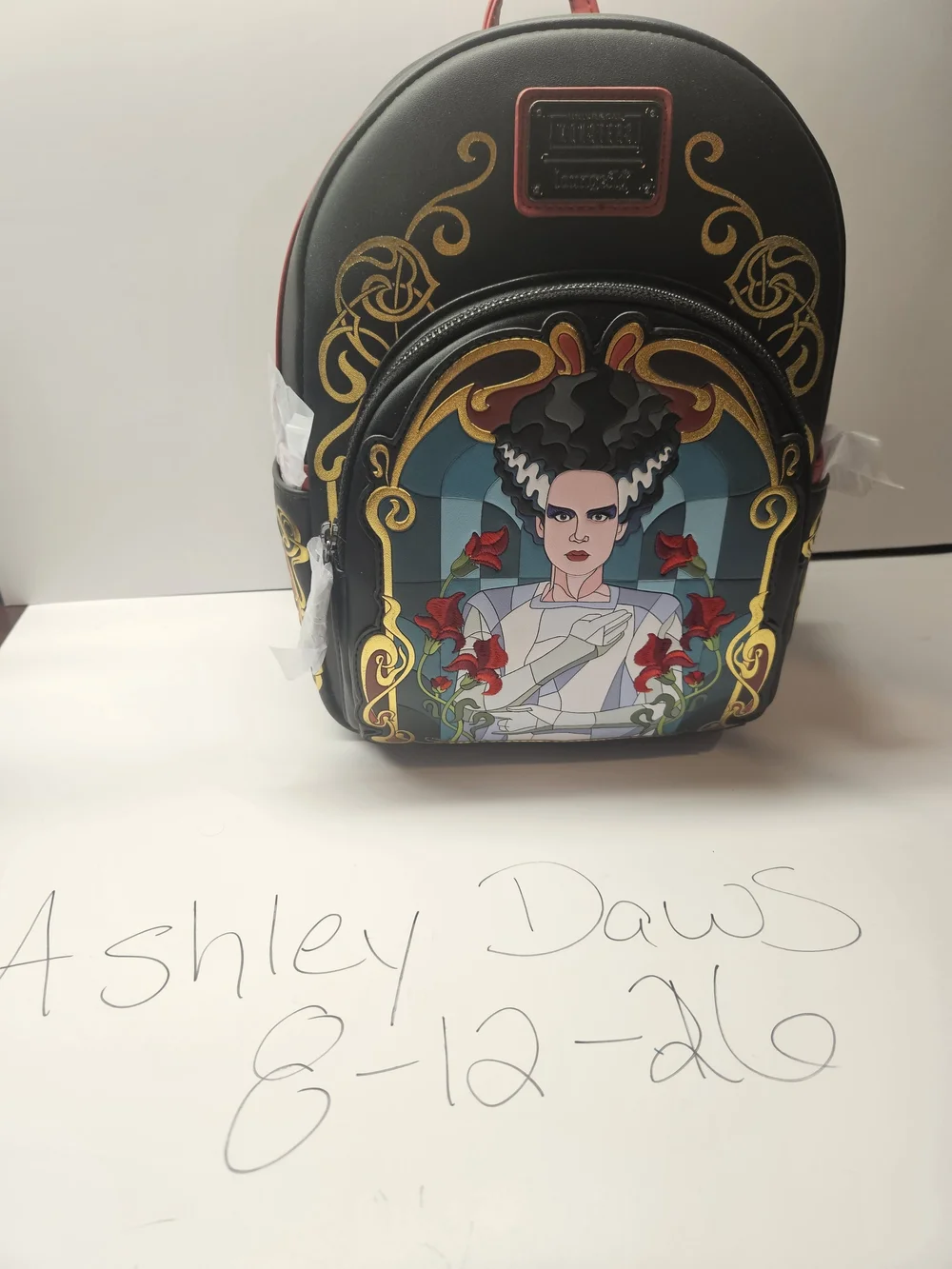 Loungefly x Bride of Frankenstein Black Floral Graphic Mini Backpack